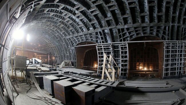 Строительство одной из станций Московского метрополитена. Архивное фото