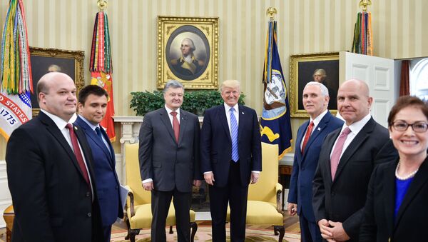 Президент Украины Петр Порошенко и президент США Дональд Трамп во время встречи. 20 июня 2017