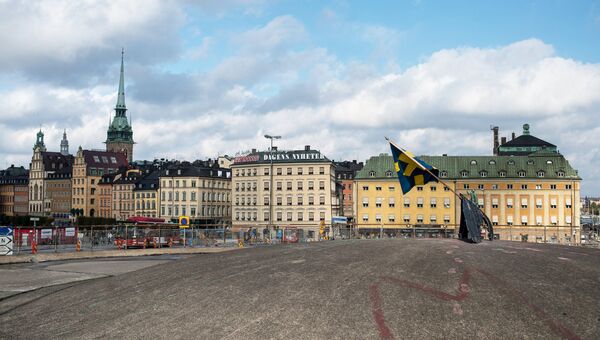 Вид на город Стокгольм со стороны моря. Архивное фото