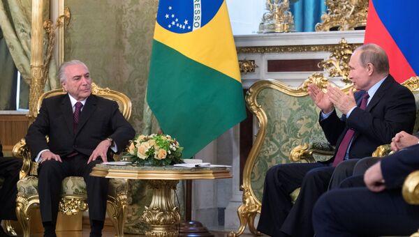 Президент Бразилии Мишел Темер и Президент РФ Владимир Путин. 21 июня 2017