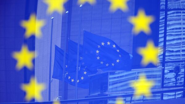 Флаги ЕС в Европейском квартале в Брюсселе. Архивное фото