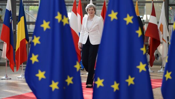 Премьер-министр Великобритании Тереза Мэй на саммите ЕС в Брюсселе. 23 июня 2017