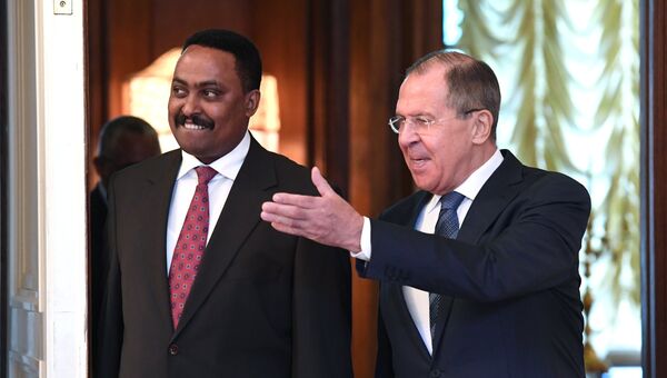 Сергей Лавров и глава МИД Эфиопии Воркнех Гебейех во время встречи. 26 июня 2017