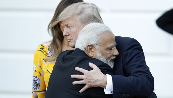 Премьер-министр Индии Нарендра Моди и президент Дональд Трамп во время встречи в Белом доме. 26 июня 2017