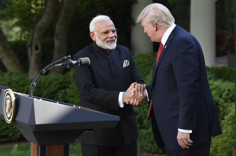 Президент США Дональд Трамп и премьер-министр Индии Нарендра Моди в Белом доме в Вашингтоне. 26 июня 2017 Президент США Дональд Трамп и премьер-министр Индии Нарендра Моди в Белом доме в Вашингтоне. 26 июня 2017