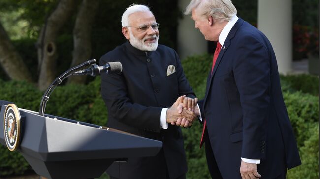 Президент США Дональд Трамп и премьер-министр Индии Нарендра Моди в Белом доме в Вашингтоне. 26 июня 2017