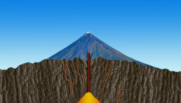 Наполнение магматической камеры и разбухание вулкана в представлении художника
