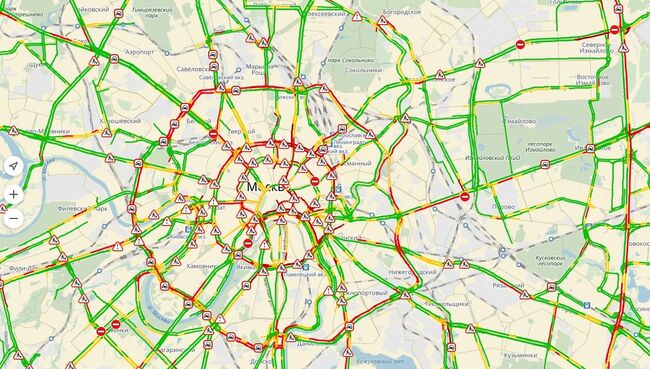 Пробки по состоянию на 16.30 мск. Яндекс.Пробки.