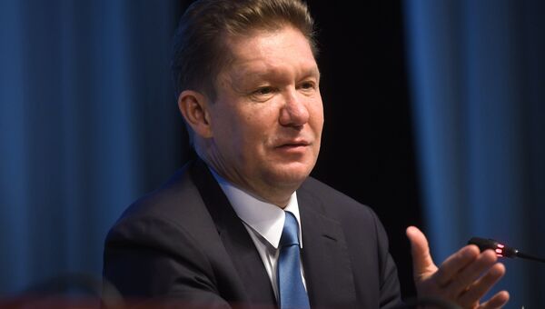Председатель правления ПАО Газпром Алексей Миллер на пресс-конференции после окончания годового собрания акционеров ПАО Газпром