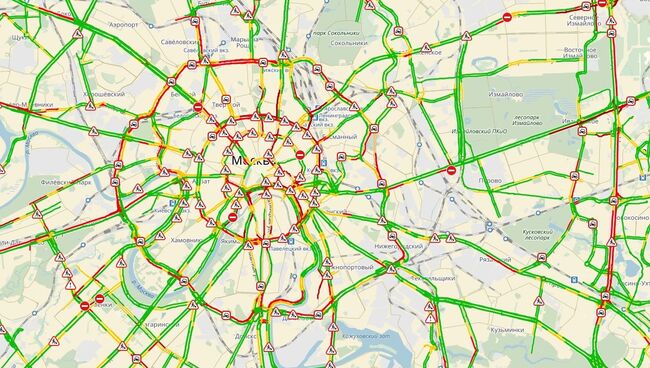 Пробки по состоянию на 18.50 мск. Яндекс.Пробки