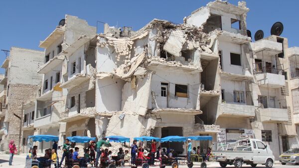 Разрушенное здание в Идлибе, Сирия