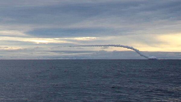 Ракетная стрельба атомного подводного крейсера Смоленск СФ. Архивное фото