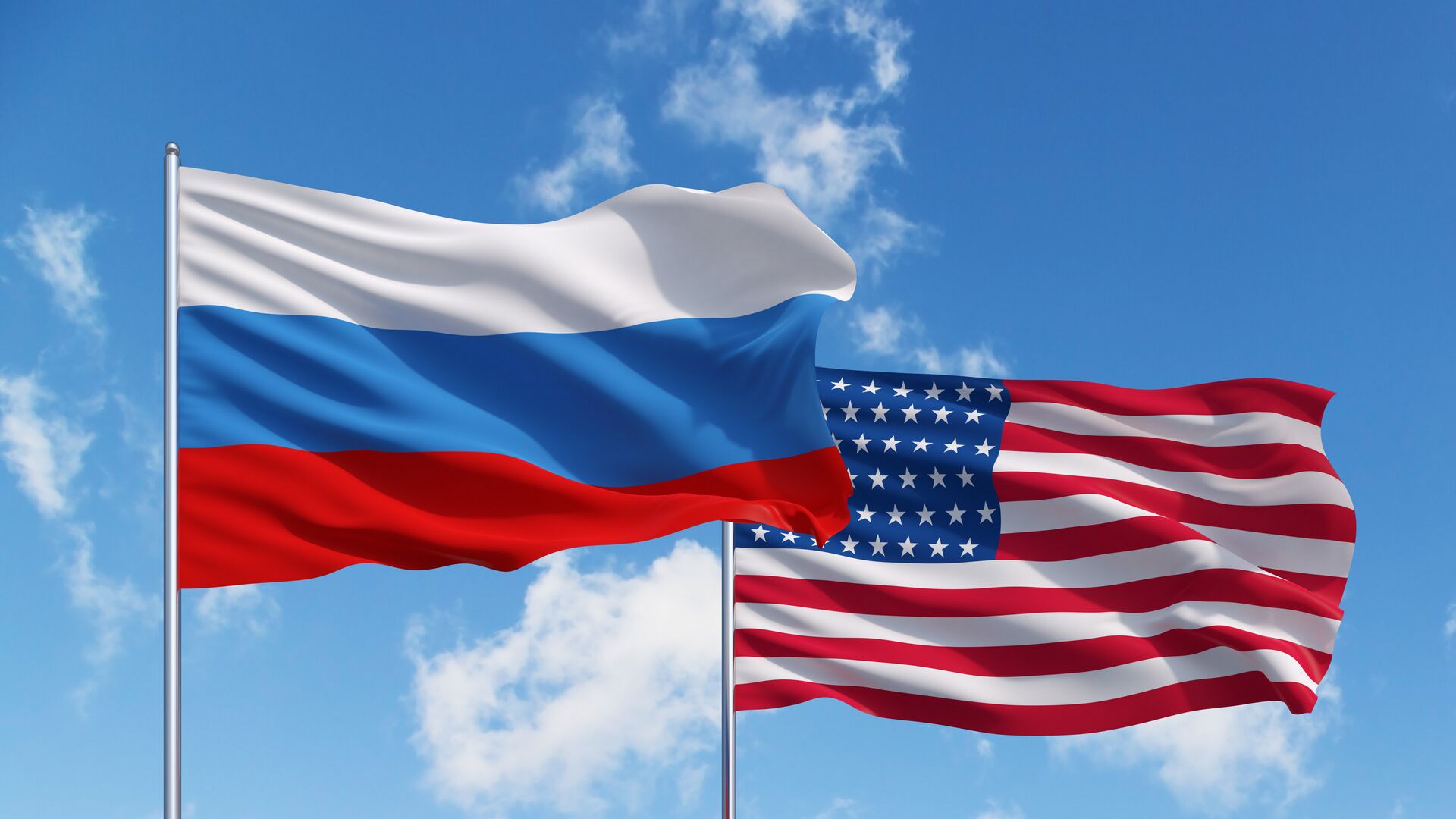 Флаги России и США - РИА Новости, 1920, 04.12.2021