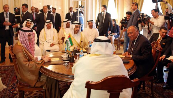 Заседание глав МИД Саудовской Аравии, ОАЭ, Бахрейна и Египта в Каире. 5 июля 2017