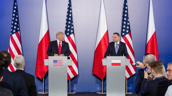 Президент США Дональд Трамп и президент Польши Анджей Дуда во время встречи в Варшаве