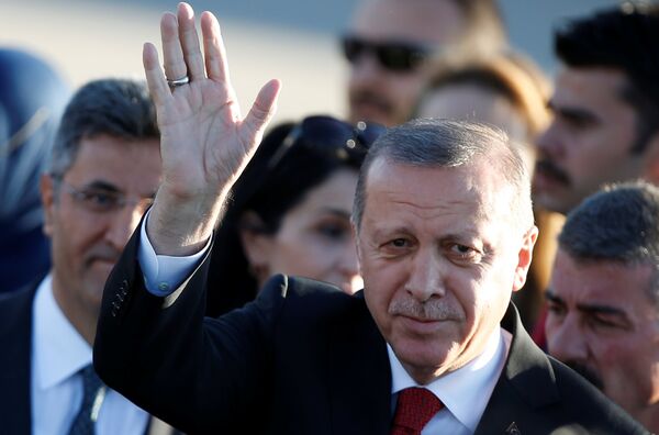 Президент Турции Реджеп Тайип Эрдоган в аэропорту Гамбурга