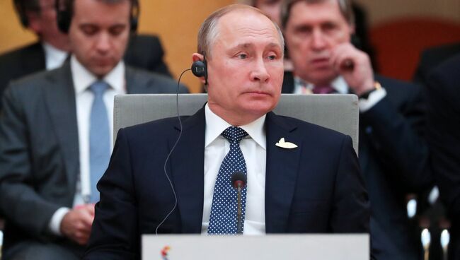 Владимир Путин на встрече лидеров стран БРИКС в преддверии саммита Группы двадцати G20 в Гамбурге. 7 июля 2017