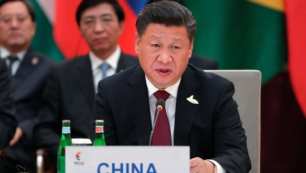 Председатель Китайской Народной Республики Си Цзиньпин на встрече лидеров стран БРИКС в преддверии саммита Группы двадцати G20 в Гамбурге. 7 июля 2017