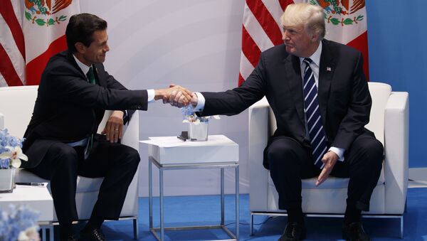 Дональд Трамп во время встречи с президентом Мексики Энрике Пеньей Ньето на саммите G20 в пятницу. 7 июля 2017