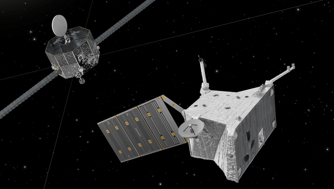 Так художник представил себе зонды миссии BepiColombo у Меркурия