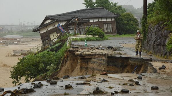 Последствия ливней в городе Асакура в префектуре Фукуока, Япония. 7 июля 2017