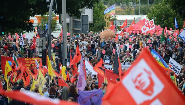 Акция протеста в связи с проведением саммита Группы двадцати в Гамбурге. 8 июля 2017