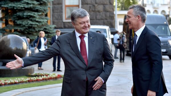Президент Украины Петр Порошенко и генсек НАТО Йенс Столтенберг во время встречи в Киеве. 10 июля 2017. Архивное фото