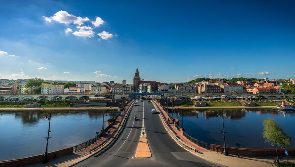 Панорама города Гожув-Велькопольский, Польша. АРхивное фото