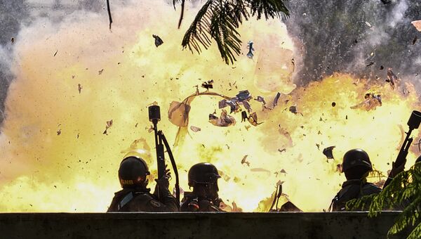 Сотрудников национальной гвардии в ходе протестов в Венесуэле. Архивное фото
