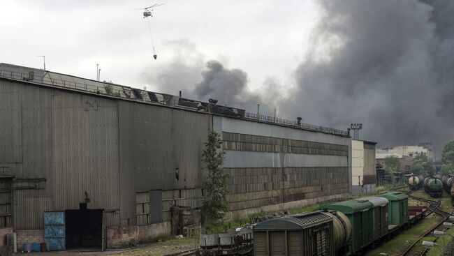 Пожар на Кировском заводе в Санкт-Петербурге