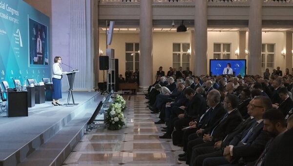 Председатель Центрального банка РФ Эльвира Набиуллина на открытии XXVI Международного финансового конгресса Финансы для развития. 13 июля 2017