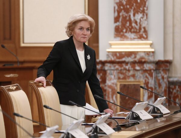 Заместитель председателя правительства РФ Ольга Голодец перед началом заседания правительства РФ