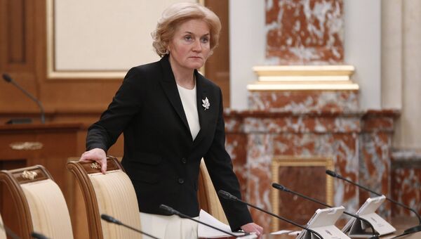 Заместитель председателя правительства РФ Ольга Голодец перед началом заседания правительства РФ