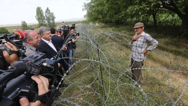 Президент Украины Петр Порошенко на грузино-югоосетинской границе