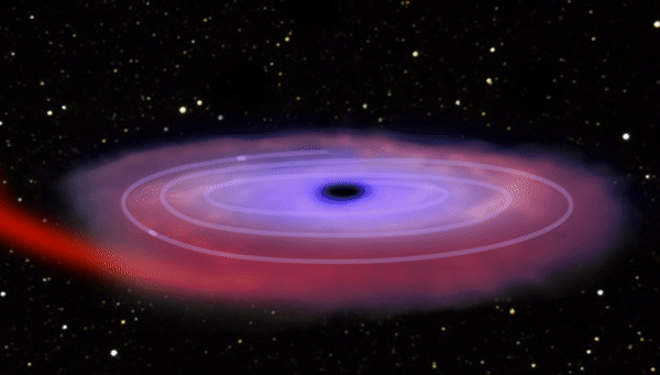 Так художник представил себе рождение плевка черной дыры V404 в созвездии Лебедя