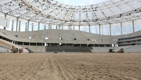 В Нижнем Новгороде на строящемся к ЧМ-2018 стадионе начали засевать газон