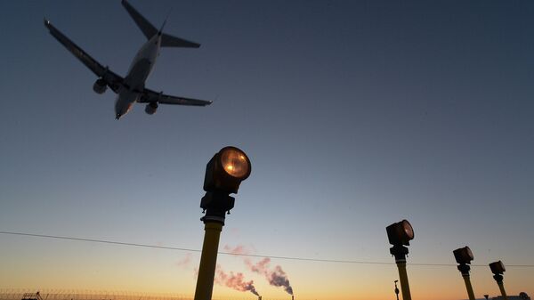 Самолет заходит на посадку в международном аэропорту Внуково