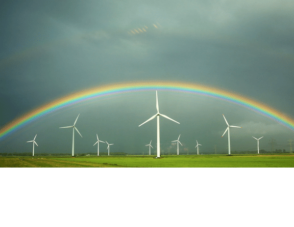 Ветряные электростанции на одном из полей Германии