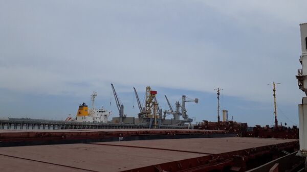 Вид с судна Сибирский 2112, арестованного в Одесской области Украины