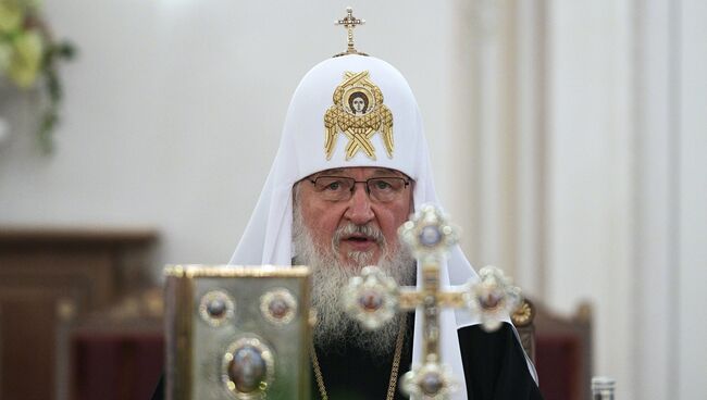 Патриарх Кирилл во время заседания Священного Синода. 29 июля 2017