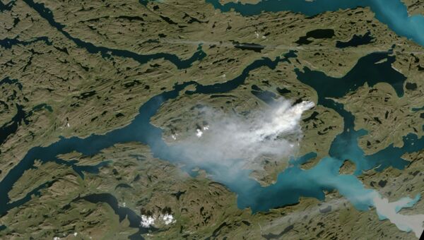 Фотография пожаров в Гренландии, полученная зондами НАСА