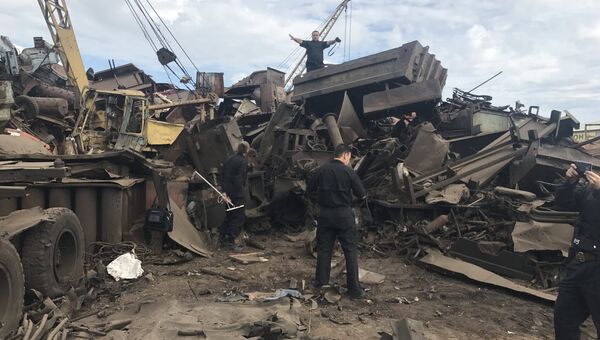 Последствия взрыва в пункте приёма металлов в Железнодорожном районе Читы. 10 августа 2017