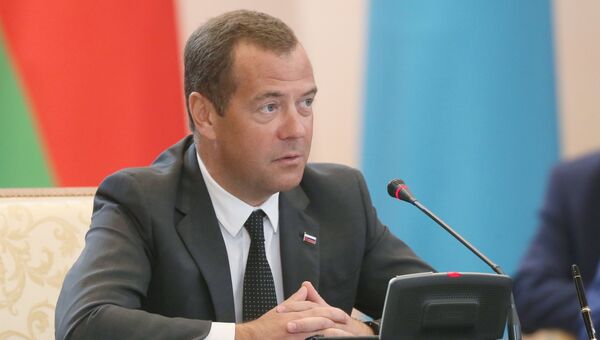 Председатель правительства РФ Дмитрий Медведев на заседании Евразийского межправительственного совета. Архивное фото