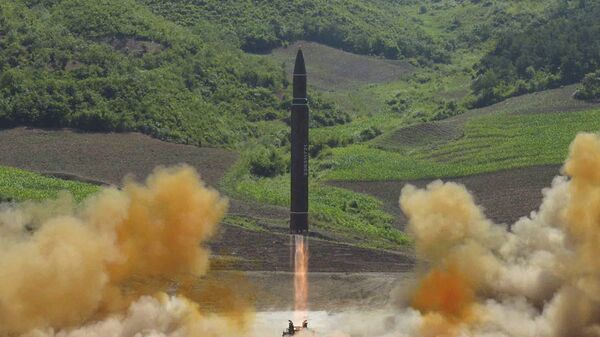 Запуск баллистической ракеты Хвасон-14 в КНДР. Архивное фото