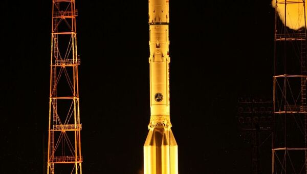Ракета-носитель Протон-М с разгонным блоком Бриз-М стартовала с космодрома Байконур в Казахстане. 17 августа 2017
