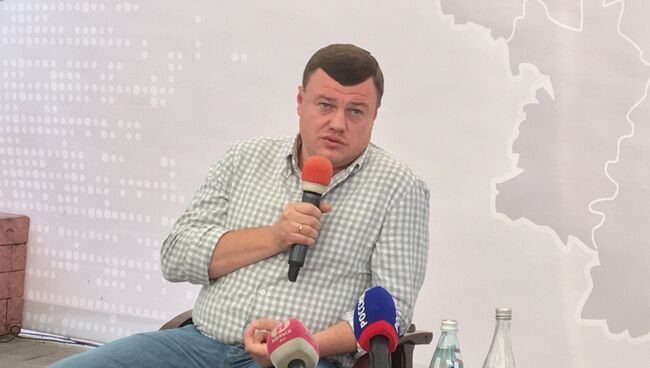 Губернатор Тамбовской области Александр Никитин на встрече с представителями СМИ. Архивное фото