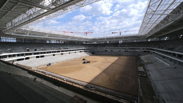 Строительство Стадиона Калининград к чемпионату мира по футболу 2018 года на острове Октябрьский в Калининграде