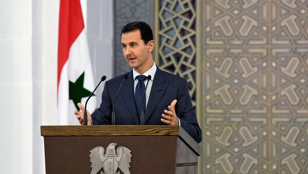 Президент Сирии Башар Асад на съезде дипломатов в Дамаске. 20 августа 2017