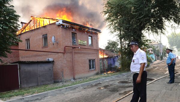Пожар на территории жилого сектора в Ростове-на-Дону. 21 августа 2017