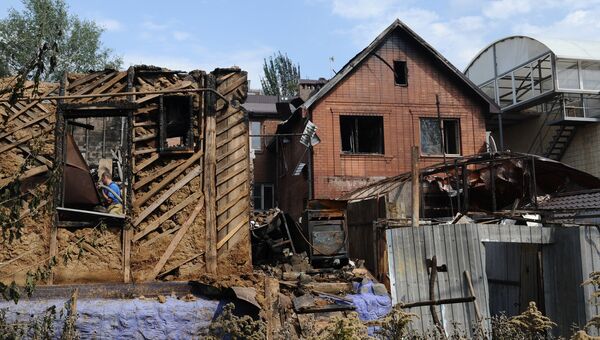 Жилые дома, разрушенные в результате пожара в Ростове-на-Дону. 22 августа 2017